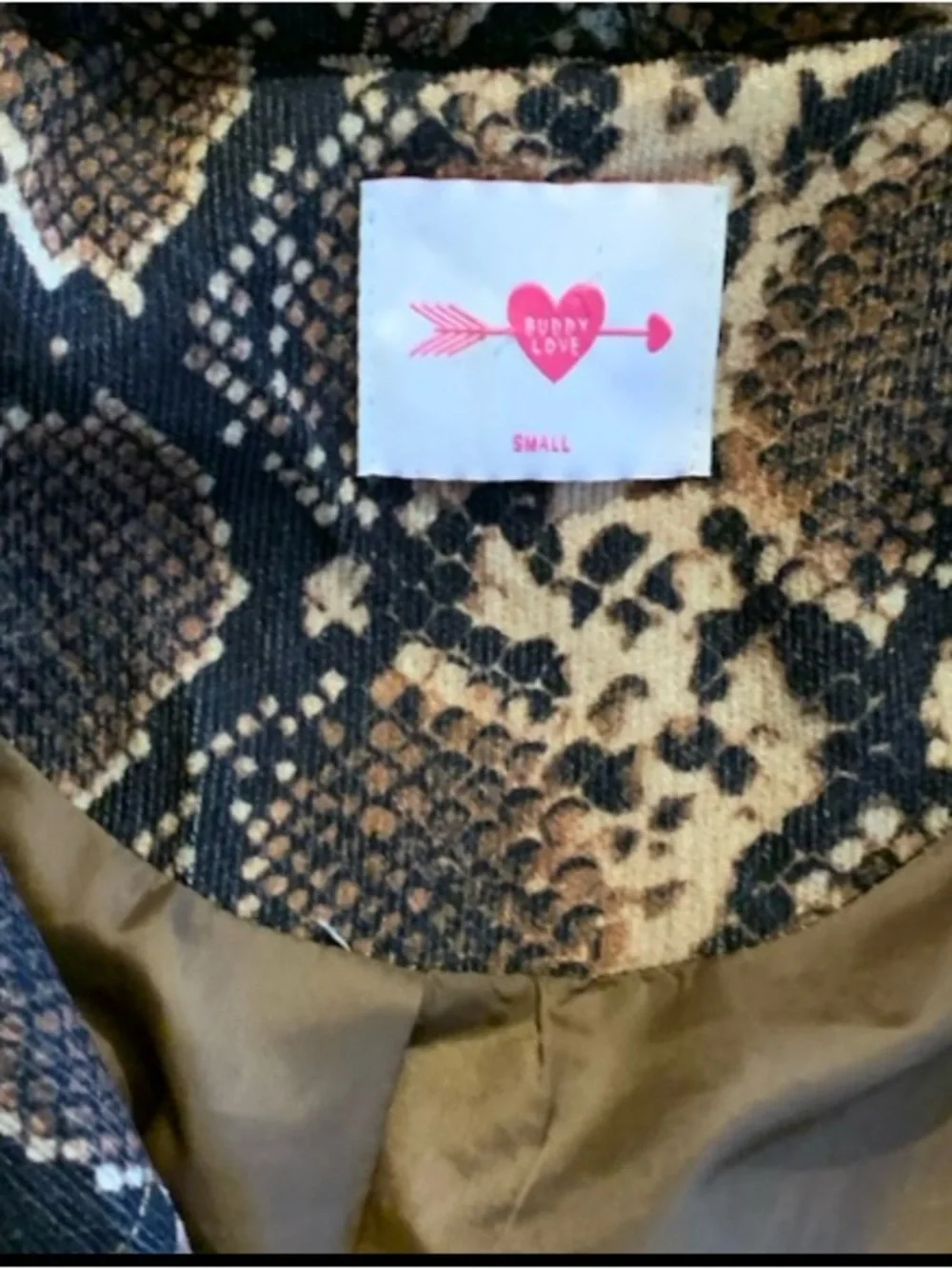 New Buddy Love Snake python Print corduroy Biker Jacket Streetwear